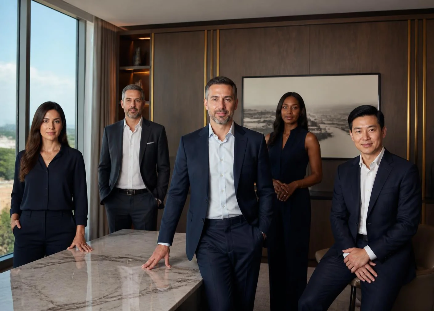 Equipe executiva da Dipava Group em ambiente corporativo